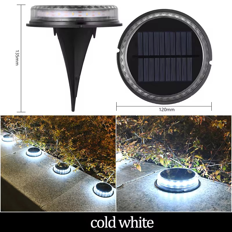 Solar Ground Lights Outdoor Decorations, 12LED Solar Garden Lights Waterproof, Solar Disk Lights for Yard, Pathway, Lawn, Patio