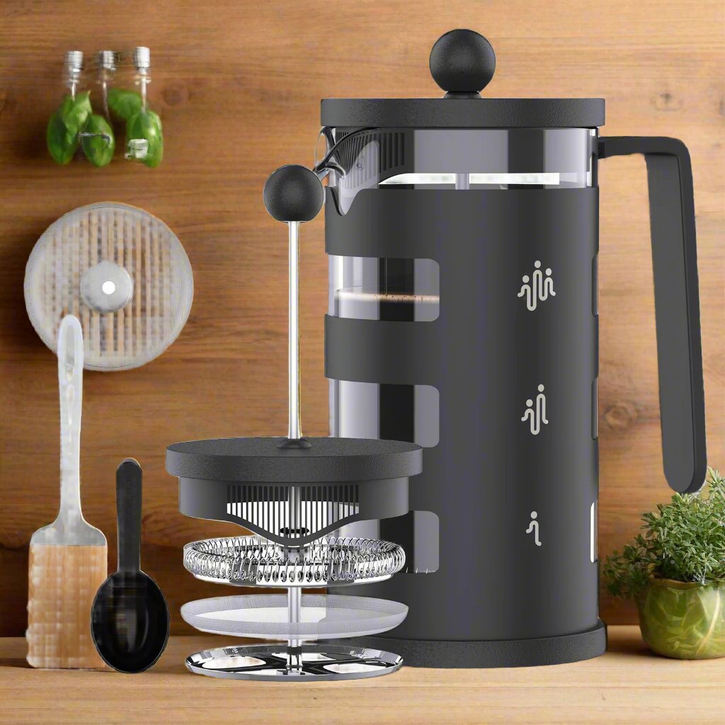 RAINBEAN French Press Coffee Maker Easy Cleaning Cafeteria, Heat Resistant Borosilicate Glass