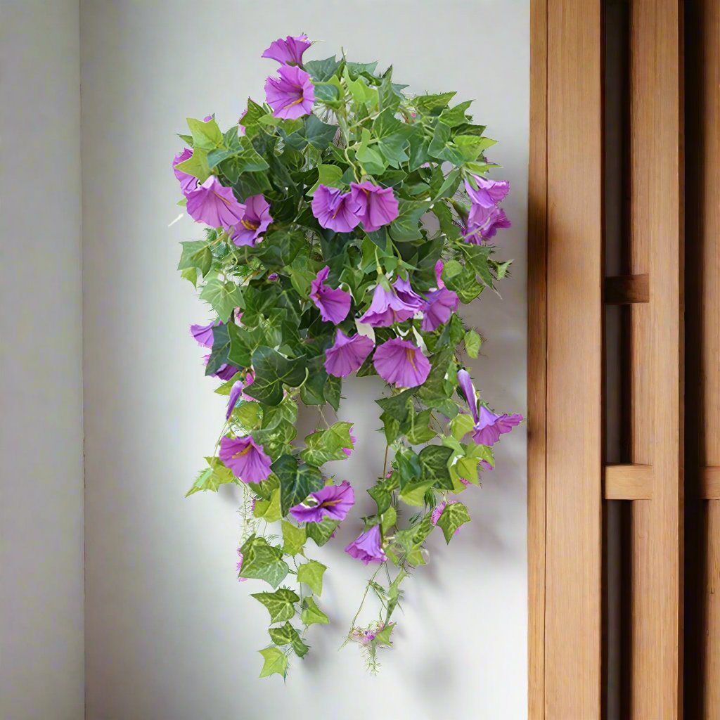 Artificial Vines Morning Glory Hanging Plants Fake Green Plant Home Garden Wall Fence Outdoor Wedding Hanging Baskets Decor