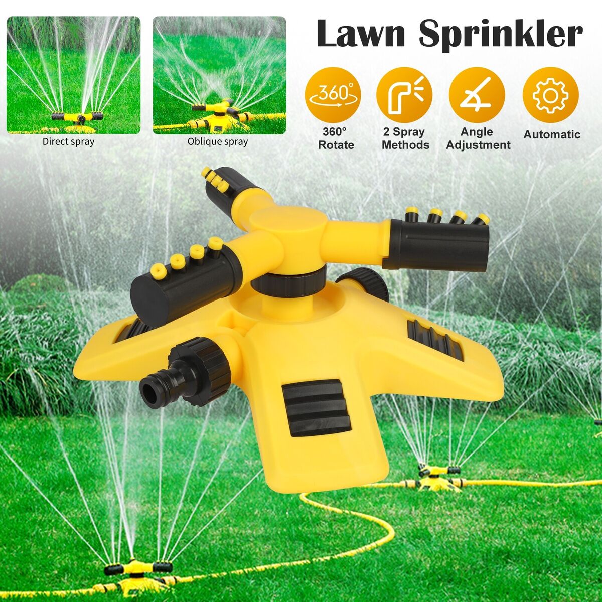 360° Automatic Rotating Lawn Sprinkler – Perfect for Large Area Watering!