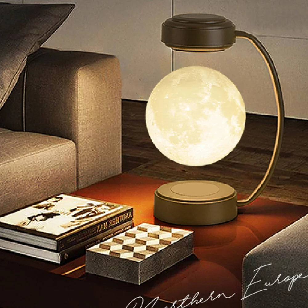 Gravity-Defying 3D LED Levitating Moon Lamp – Floating, Rotating Light for Home & Office Decor