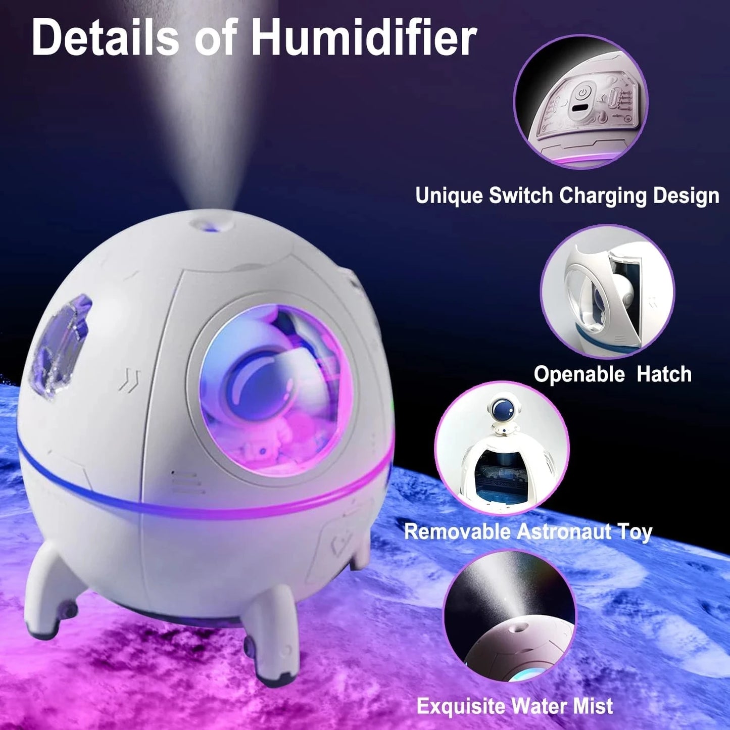 Astronaut Air Humidifier with Night Light – Perfect Gift for Kids