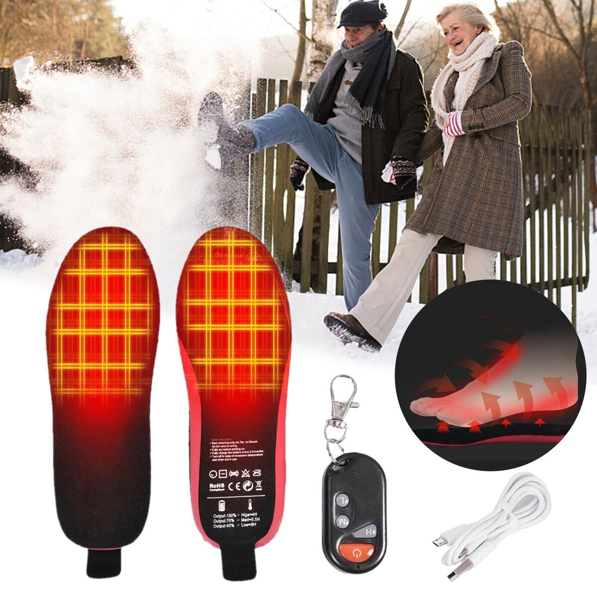 Rechargeable Heated Insoles for Men & Women