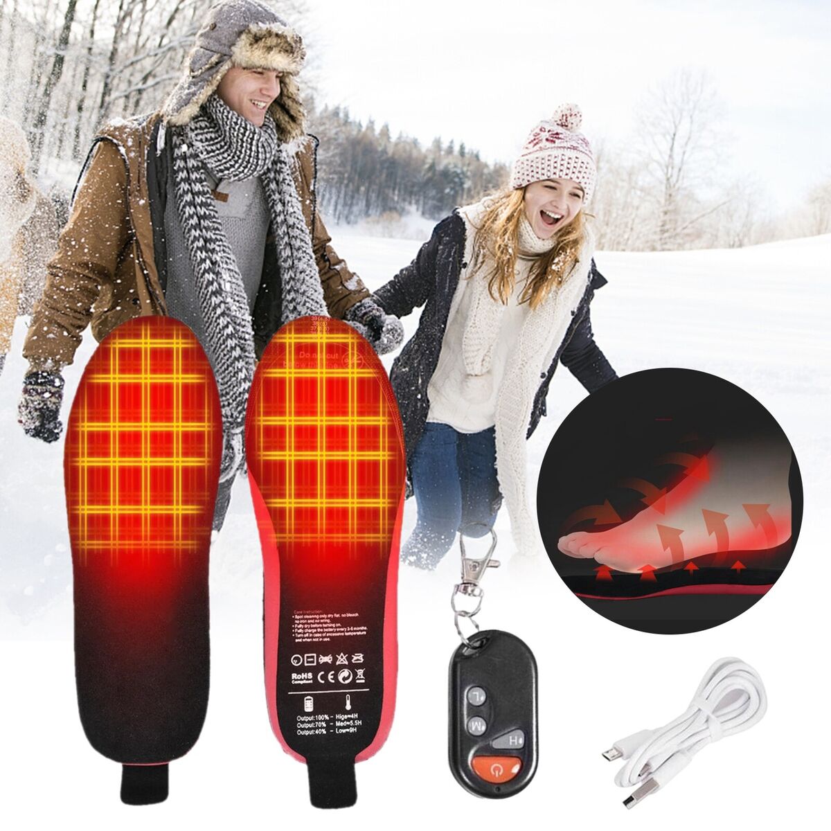 Rechargeable Heated Insoles for Men & Women