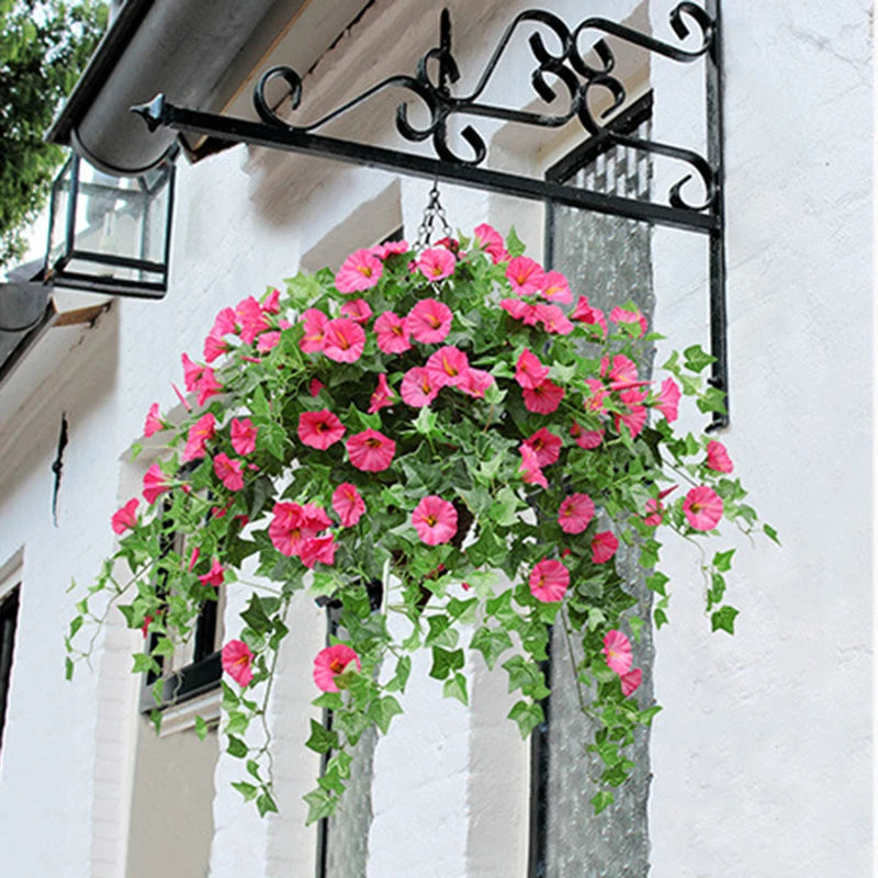 Artificial Vines Morning Glory Hanging Plants Fake Green Plant Home Garden Wall Fence Outdoor Wedding Hanging Baskets Decor