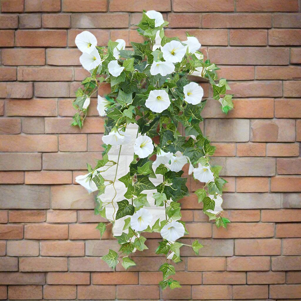 Artificial Vines Morning Glory Hanging Plants Fake Green Plant Home Garden Wall Fence Outdoor Wedding Hanging Baskets Decor