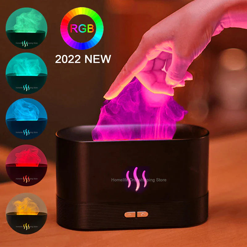 2022 New Flame Air Humidifier USB Aroma Diffuser Room Fragrance Mist Maker Essential Oil Difusors for Home Living Room Office