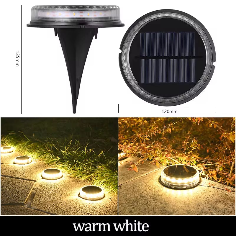 Solar Ground Lights Outdoor Decorations, 12LED Solar Garden Lights Waterproof, Solar Disk Lights for Yard, Pathway, Lawn, Patio