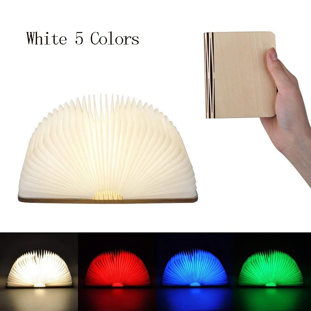 LED Foldable Book Light Creative Wooden Luminous Book for Children Kids’Birthday Holiday Christmas Gift Rechargeable Night Lamp